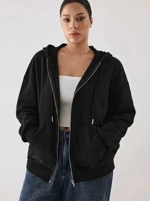 YARNWELL Women's Cotton Blend Oversized Athleisure Sweatshirt Casual Loose Fit Pullover, Everyday Essential For Daily, Travel Relax Airport Gym Black Autumn - Black - View 11