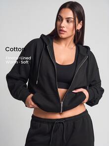 YARNWELL Women's Cotton Blend Oversized Athleisure Sweatshirt Casual Loose Fit Pullover, Everyday Essential For Daily, Travel Relax Airport Gym Black Autumn - Black - View 1