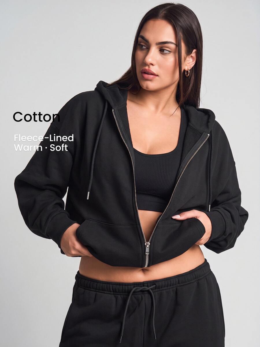 YARNWELL Women's Cotton Blend Oversized Athleisure Sweatshirt Casual Loose Fit Pullover, Everyday Essential For Daily, Travel Relax Airport Gym Black Autumn - Black - View 1
