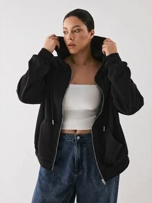 YARNWELL Women's Cotton Blend Oversized Athleisure Sweatshirt Casual Loose Fit Pullover, Everyday Essential For Daily, Travel Relax Airport Gym Black Autumn - Black - View 4