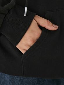YARNWELL Women's Cotton Blend Oversized Athleisure Sweatshirt Casual Loose Fit Pullover, Everyday Essential For Daily, Travel Relax Airport Gym Black Autumn - Black - View 7