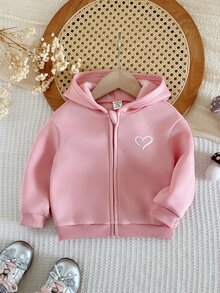 SHEIN 女嬰針織素色立領休閒開襟運動衫 - 粉色 - 查看 4