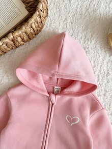 SHEIN 女嬰針織素色立領休閒開襟運動衫 - 粉色 - 查看 6