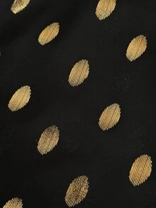 Viva Relle Party Going Out Plus Size Early Autumn Banquet Elegant Blouse With Subtle Glitter And Ruffle Sleeves Fall Black And Gold - Black - View 7
