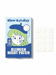 Slow Sunday 瑕疵修復夜間貼片 12入，水膠敷料，防水透氣，清爽舒適，溫和不刺激，適用日常護理，覆蓋力佳，適用臉部與身體，適合秋冬，韓系保養，Y2K，萬聖節與聖誕節 - Night - 查看 5