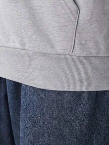 YARNWELL Sweatshirt Lengan Panjang Saku Ukuran Plus Fashion untuk Gym Formal Abu-abu Musim Gugur Lembut Kasual Musim Gugur - Grey - View 8