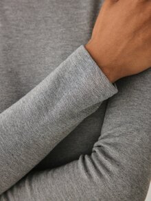 YARNWELL Kaos Lengan Panjang Wanita Warna Polos Model Slim Fit Serbaguna Kasual untuk Sehari-hari di Rumah, Warna Abu-abu Gelap Musim Gugur - Grey - View 5
