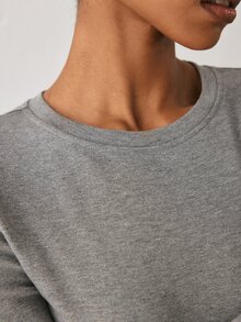 YARNWELL Kaos Lengan Panjang Wanita Warna Polos Model Slim Fit Serbaguna Kasual untuk Sehari-hari di Rumah, Warna Abu-abu Gelap Musim Gugur - Grey - View 6
