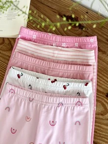 SHEIN 5件套女童休闲针织印花打底裤，秋冬季百搭 - 彩色 - 查看 4