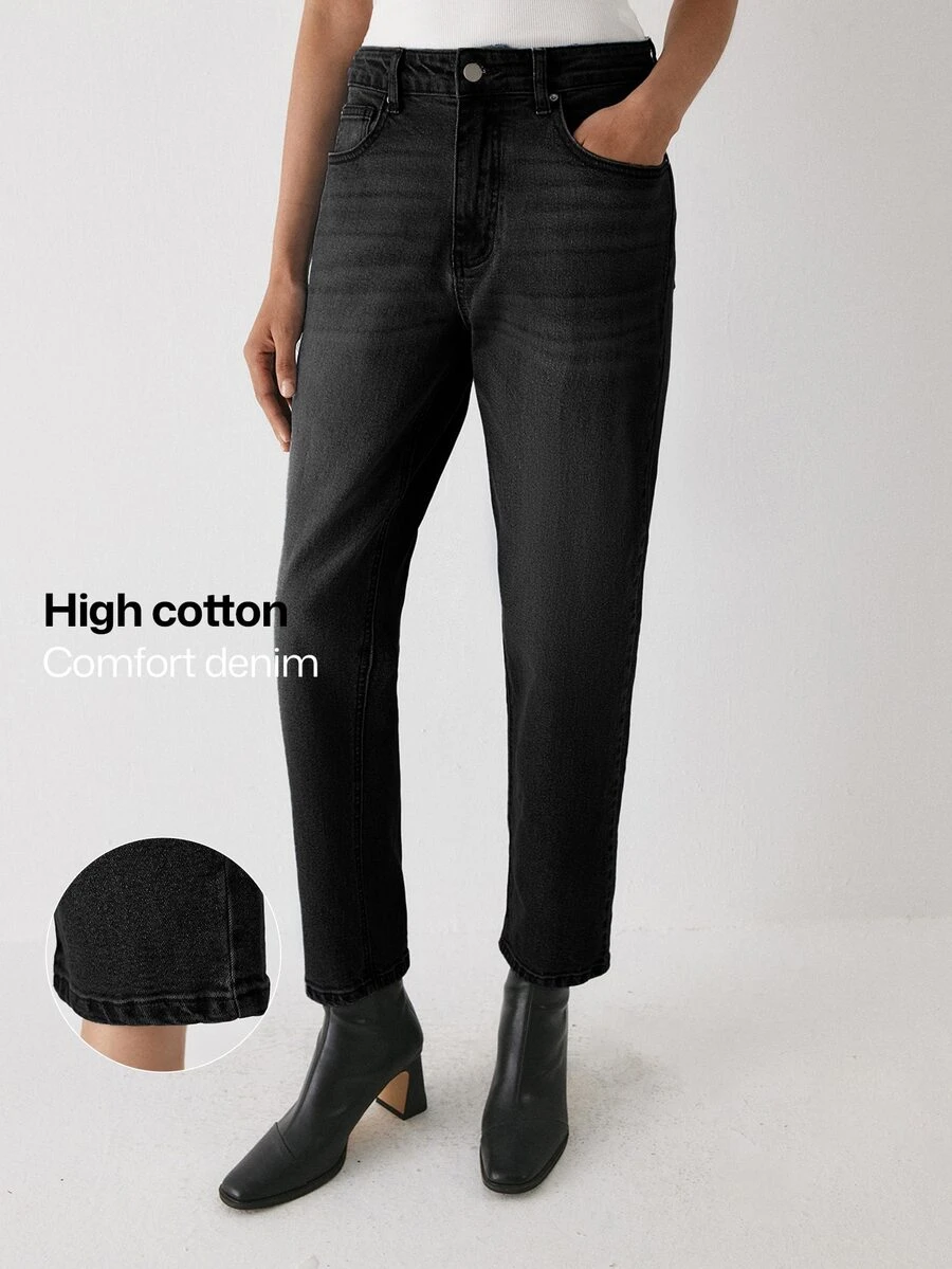 YARNWELL Women's Fashion Low Waist Slightly Stretchy Cat Whisker Washed Denim Jeans