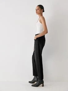 YARNWELL Women's Fashion Low Waist Slightly Stretchy Cat Whisker Washed Denim Jeans - Black - View 5