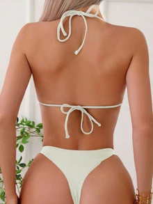 Swim Basics Two Pieces Swimwear, Simple, Stylish And Casual For Everyday Wear For Summer Beach Vacation - Apricot - View 2
