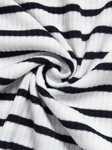 Selianne New Square Neck Women's Sleeveless Ribbed Knit Split Design Back Bow Tie Elegant Coastal Slim Fit Party Vacation Long Dress Black And White Summer - Black and White - View 5