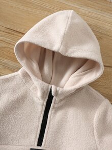 SHEIN 2件組男嬰秋冬休閒杏色抓絨立領夾克外套與長褲套裝，中性嬰兒服飾，嬰兒冬季衣著，嬰兒套裝 - 彩色 - 查看 7