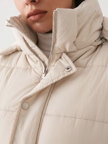 YARNWELL Plus Size Women Solid Color Hooded Casual Versatile Winter Padded Vest - Apricot - View 4