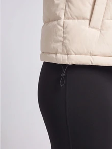 YARNWELL Plus Size Women Solid Color Hooded Casual Versatile Winter Padded Vest - Apricot - View 6