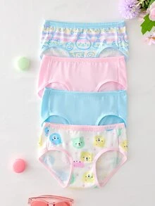 SHEIN 4件組四季適用可愛甜美藍白配色女童背心內衣，最適合女童的可愛禮物 - 粉色 - 查看 3