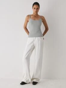 YARNWELL Summer Casual Versatile Solid Color Camisole Tank Top - Grey - View 7