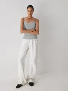YARNWELL Summer Casual Versatile Solid Color Camisole Tank Top - Grey - View 4