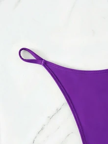 Swim Vcay Women's Summer Beach Vacation Style Minimalist Solid Color Bikini Bottoms - Lilac Purple - View 5