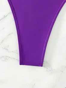 Swim Vcay Women's Summer Beach Vacation Style Minimalist Solid Color Bikini Bottoms - Lilac Purple - View 4