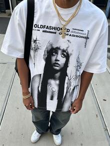 IslaSuriya Street Style Short Sleeve T-Shirt, Men's Streetwear, Portrait Graphic Tee - White - View 5