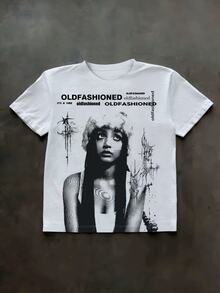 IslaSuriya Street Style Short Sleeve T-Shirt, Men's Streetwear, Portrait Graphic Tee - White - View 3