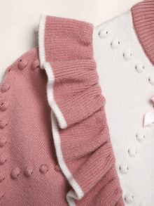SHEIN Tween女孩休閒甜美荷葉邊拼接中長洋裝 秋冬穿搭 - 粉色 - 查看 5