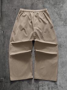 AXEPEAK Men's Casual Versatile Solid Color Shirt And Pants Set - Khaki - View 10