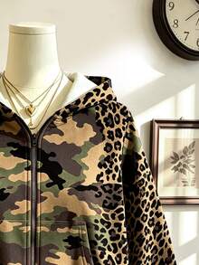 Lalippa Women's Leopard Print Patchwork Camouflage Print Sweatshirt - Multicolor - View 3