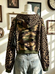 Lalippa Women's Leopard Print Patchwork Camouflage Print Sweatshirt - Multicolor - View 2
