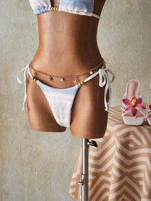 SHEIN ICON Women's Summer Beach Striped Halter Tie Sexy Bikini Set - Multicolor - View 6