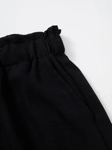 Rusticease Plus Size Women's Solid Color Pleated Casual Soft Form Decent Versatile Daily Wear Wide Leg Pants Autumn Formal Vacation Black - Black - View 5