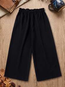 Rusticease Plus Size Women's Solid Color Pleated Casual Soft Form Decent Versatile Daily Wear Wide Leg Pants Autumn Formal Vacation Black - Black - View 3