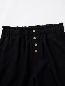Rusticease Plus Size Women's Solid Color Pleated Casual Soft Form Decent Versatile Daily Wear Wide Leg Pants Autumn Formal Vacation Black - Black - View 4