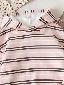 Tween Girls Casual Minimalist Tween Girl Fashion Pink Loose Thick Sweatshirt, Suitable For Autumn/Winter Daily, Street, Sports, Style - Multicolor - View 5