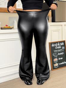 Muchica Women's Plus Size Casual Sexy Business Casual Black Flare Pants Fall Halloween Party Club Night - Black - View 4