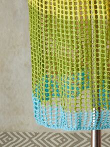 SHEIN ICON Summer Going Out Vacation Hawaii Beach Sexy Women's Crochet Color Block Hollow Waist Tie-Up Beach Cover Up & Mid Yellow & Blue Skirt - Multicolor - View 6