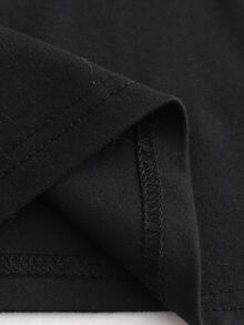 LUMIGAL Kaos Wanita Seksi Kasual Elastis Leher Bulat Motif Patchwork Lengan Panjang Transparan, Musim Semi dan Gugur - Hitam - View 8