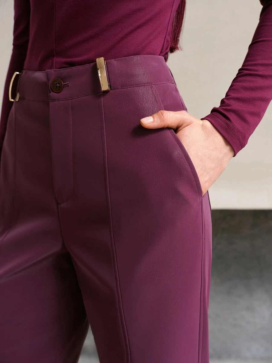 MOTF PREMIUM HIGH WAIST STRAIGHT LEG PANTS - Purple - View 1