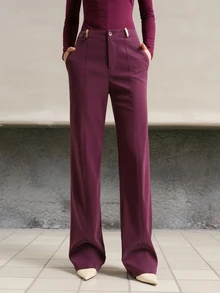 MOTF PREMIUM HIGH WAIST STRAIGHT LEG PANTS - Purple - View 3