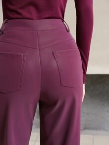 MOTF PREMIUM HIGH WAIST STRAIGHT LEG PANTS - Purple - View 8