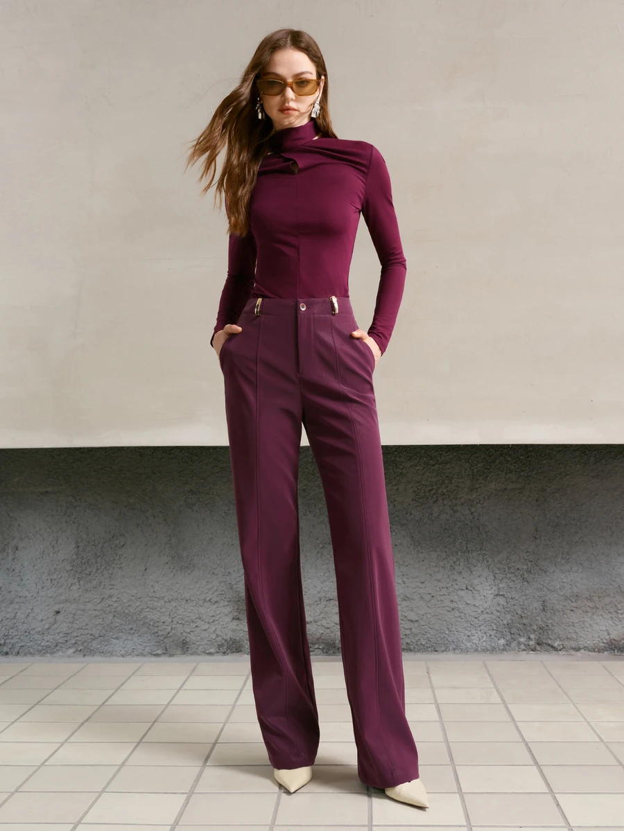 MOTF PREMIUM HIGH WAIST STRAIGHT LEG PANTS - Purple - View 2