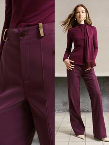 MOTF PREMIUM HIGH WAIST STRAIGHT LEG PANTS - Purple - View 9