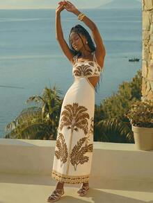 CAJUNI Chic Vacation Retro Resort Long Dress. - Light Yellow - View 5