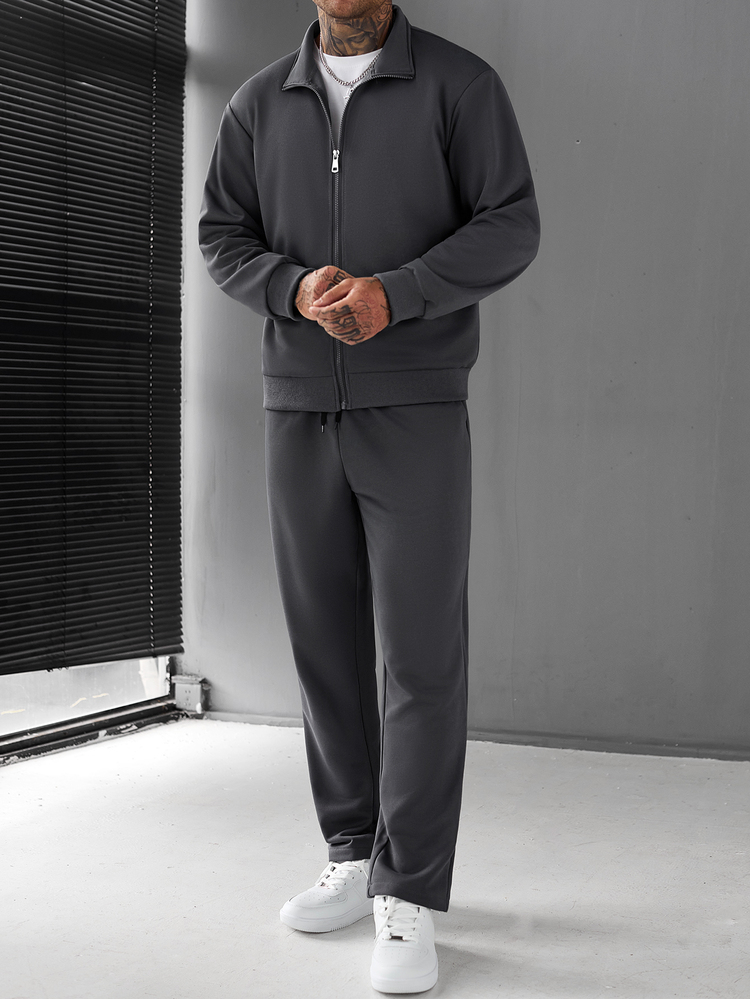 Manfinity CasualCool Men's Autumn Casual Jacket And Pants Set - Dark Grey - View 6