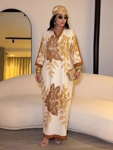 SOLERSUN 女款端莊優雅休閒保守連身裙 花卉圖案 秋冬晚餐早午餐茶會米色波點 - 杏色 - 查看 4