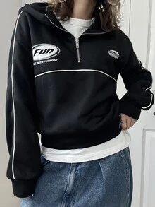 FRIFUL Women's Casual Hooded Sweatshirt, Autumn/Winter - Black - View 8
