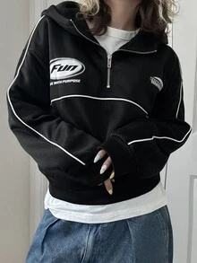 FRIFUL Women's Casual Hooded Sweatshirt, Autumn/Winter - Black - View 3