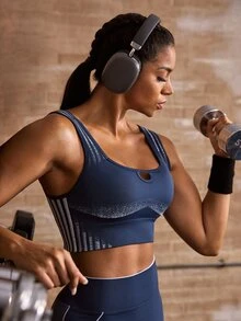 Powerista Women's Patchwork Casual Daily Racerback Sports Bra Ports Bra Running Yoga Studio Tennis Gym Indoor Outdoor Active Daily - Navy Blue - View 8